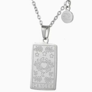 Cancer  Zodiac Pendant Necklace 18K Gold Electro-Plated Stainless Steel Silver